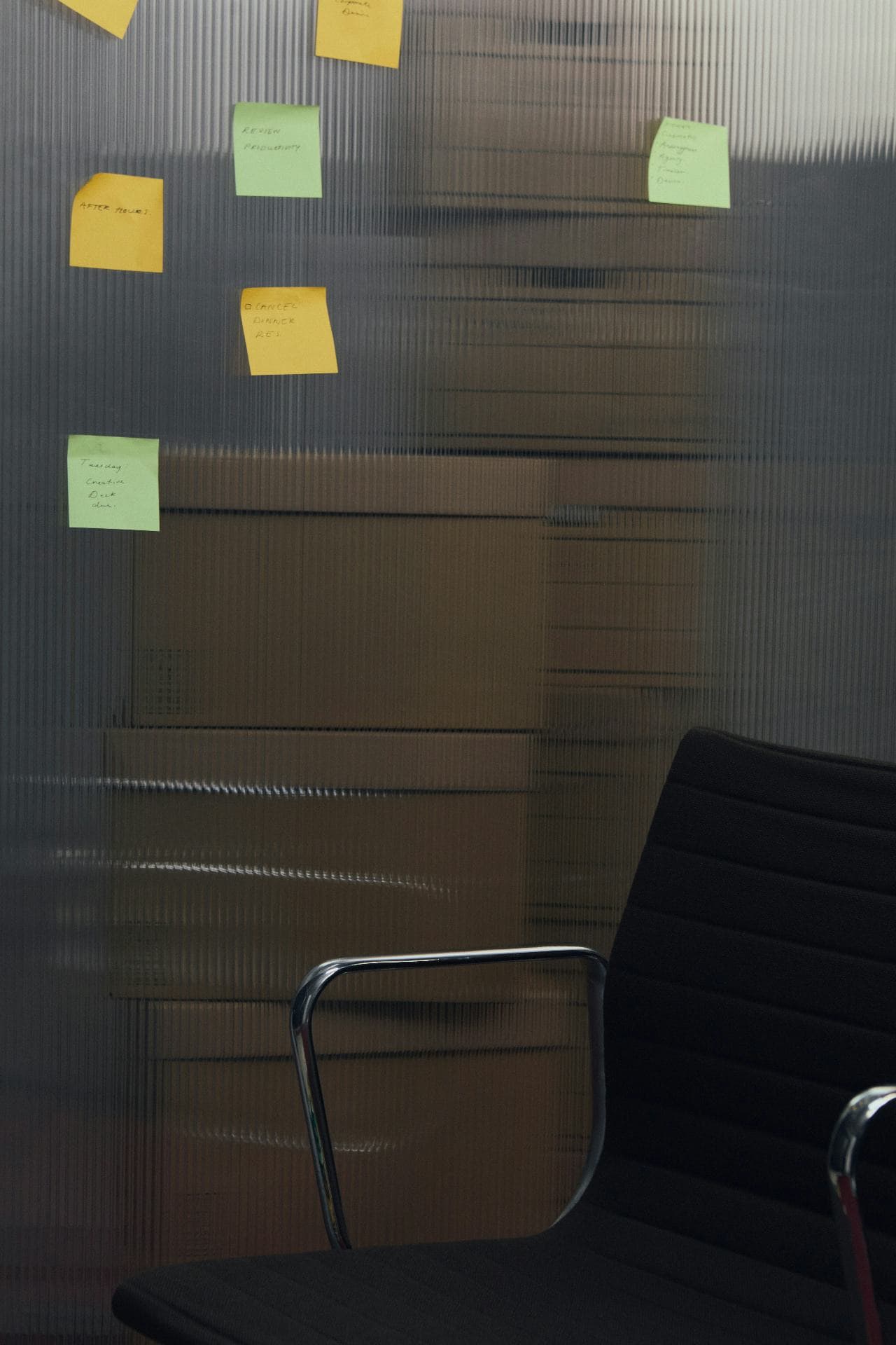 Sticky-note reminders on a studio wall before peak trading week